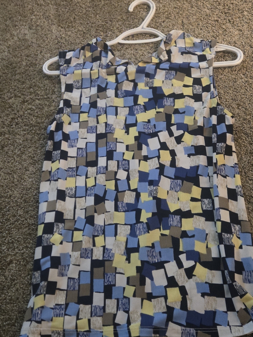 LOFT Geometric Print Sleeveless Blouse in Blue, Yellow, Navy, Cream